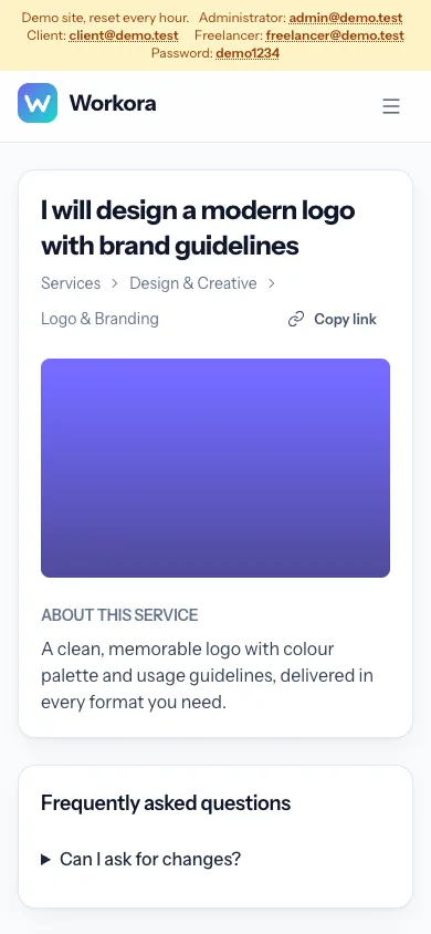 Mobile service page